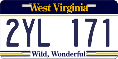 WV license plate 2YL171
