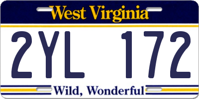 WV license plate 2YL172