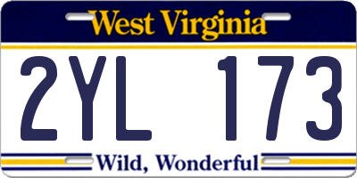 WV license plate 2YL173