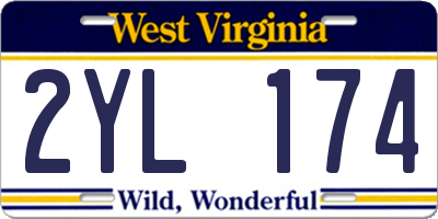 WV license plate 2YL174