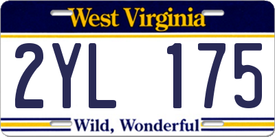 WV license plate 2YL175