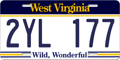 WV license plate 2YL177