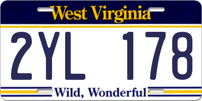 WV license plate 2YL178