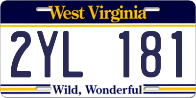 WV license plate 2YL181