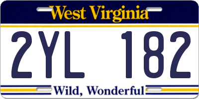 WV license plate 2YL182