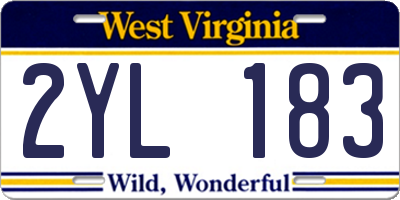 WV license plate 2YL183