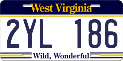 WV license plate 2YL186