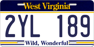 WV license plate 2YL189