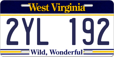 WV license plate 2YL192
