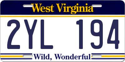 WV license plate 2YL194