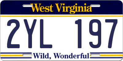 WV license plate 2YL197