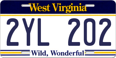 WV license plate 2YL202