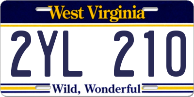 WV license plate 2YL210
