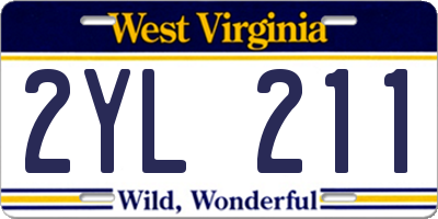 WV license plate 2YL211