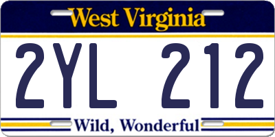 WV license plate 2YL212