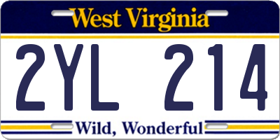 WV license plate 2YL214