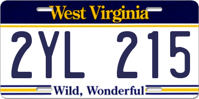 WV license plate 2YL215