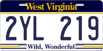 WV license plate 2YL219