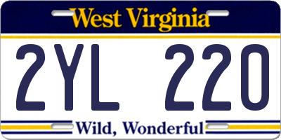 WV license plate 2YL220