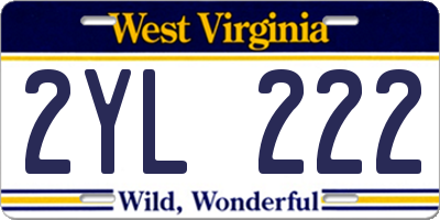 WV license plate 2YL222