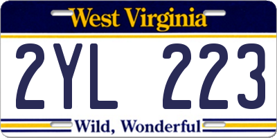 WV license plate 2YL223