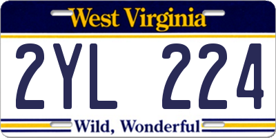 WV license plate 2YL224