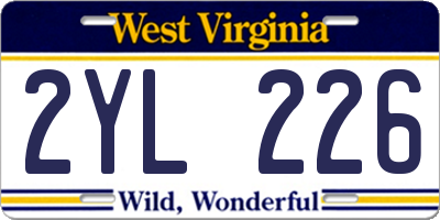 WV license plate 2YL226