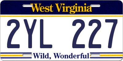 WV license plate 2YL227