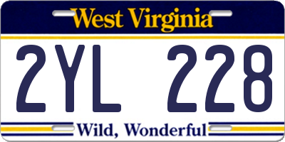 WV license plate 2YL228