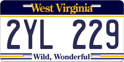 WV license plate 2YL229