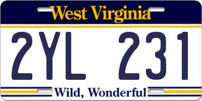 WV license plate 2YL231