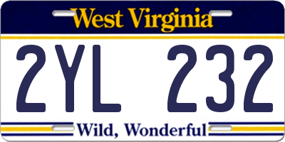 WV license plate 2YL232