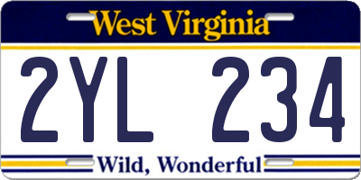 WV license plate 2YL234