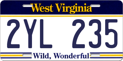 WV license plate 2YL235