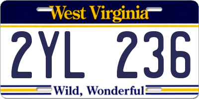 WV license plate 2YL236