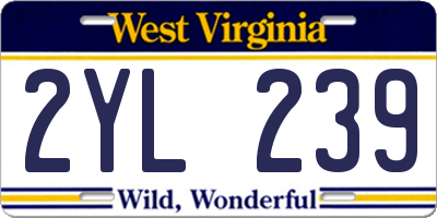 WV license plate 2YL239