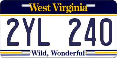WV license plate 2YL240