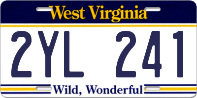 WV license plate 2YL241