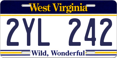 WV license plate 2YL242