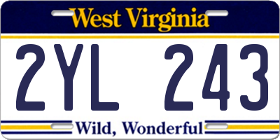 WV license plate 2YL243