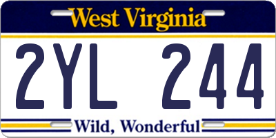 WV license plate 2YL244