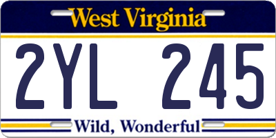 WV license plate 2YL245