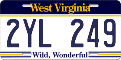 WV license plate 2YL249