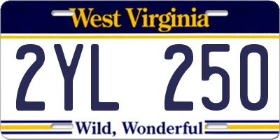 WV license plate 2YL250