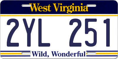 WV license plate 2YL251