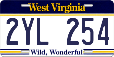 WV license plate 2YL254