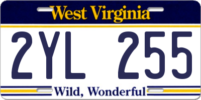 WV license plate 2YL255