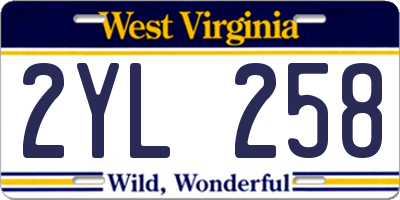 WV license plate 2YL258