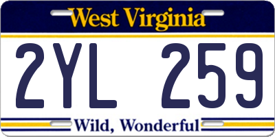 WV license plate 2YL259