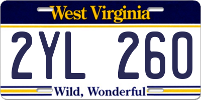 WV license plate 2YL260